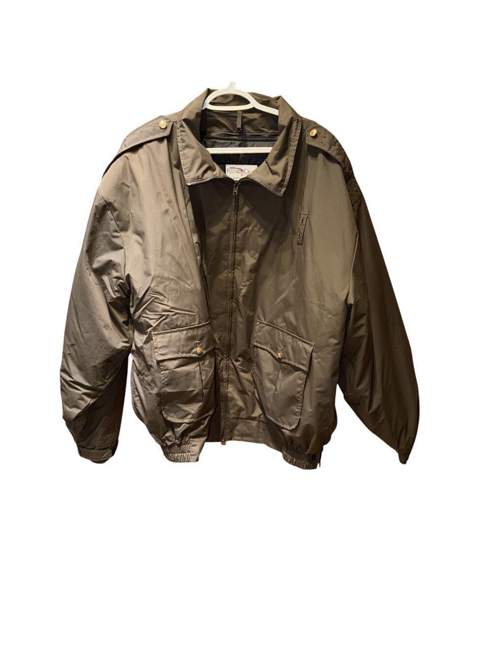 Flying Cross 59139WP Brown Jacket Zip Up Police Work Coat w/ Liner Brass Buttons
